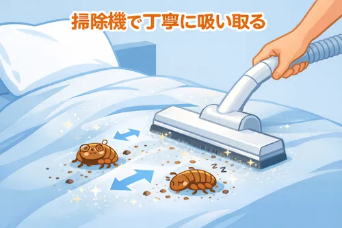 ノミ・ダニ駆除 掃除機に吸わせる